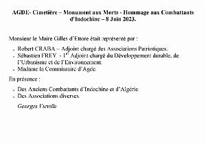 AGDE - Hommage aux Combattants d'Indochine - 8 Juin 2023 - 00